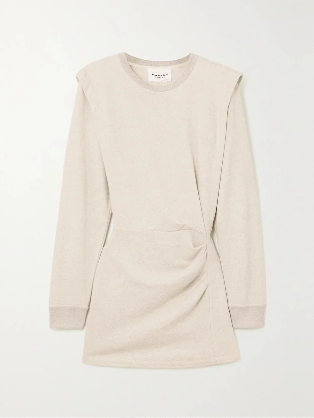 Isabel Marant Etoile Size 40 gray cream mix  Long-Sleeve Ruched Mini Dress